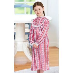 Lanz of Salzburg Flannel Nightgown Girl's Toddler Blue Tyrolean Hearts Size 3T
